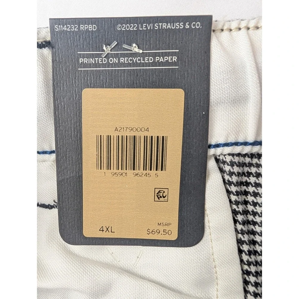 Levi's XX Chino EZ Taper Pants Mens 4XL Black White Houndstooth Stretch Big Tall